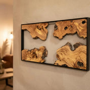 Corner Olive Wood & Metal Wall Art - Handmade Wooden Wall Sculptures