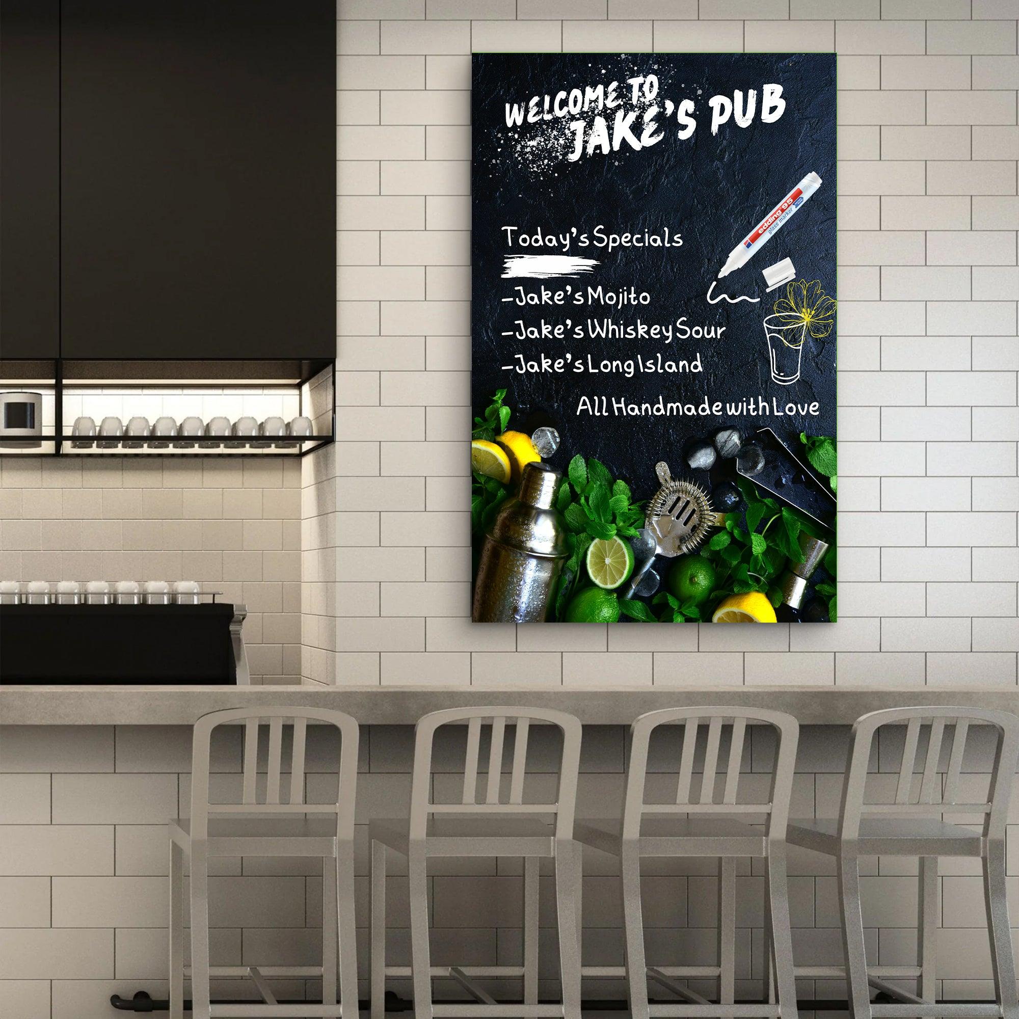 Custom Bar/Café Creative Glass Board - 4x Edding Markers Set Included - ArtDesigna Glass Printing Wall Art