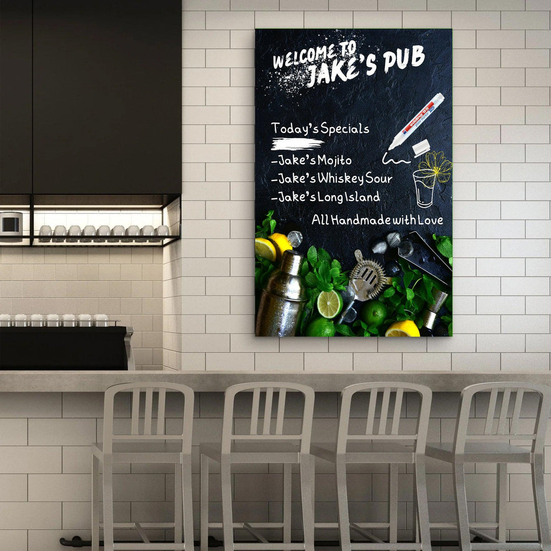 Custom Bar/Café Creative Glass Board - 6x Edding Markers Set Included - ArtDesigna Glass Printing Wall Art
