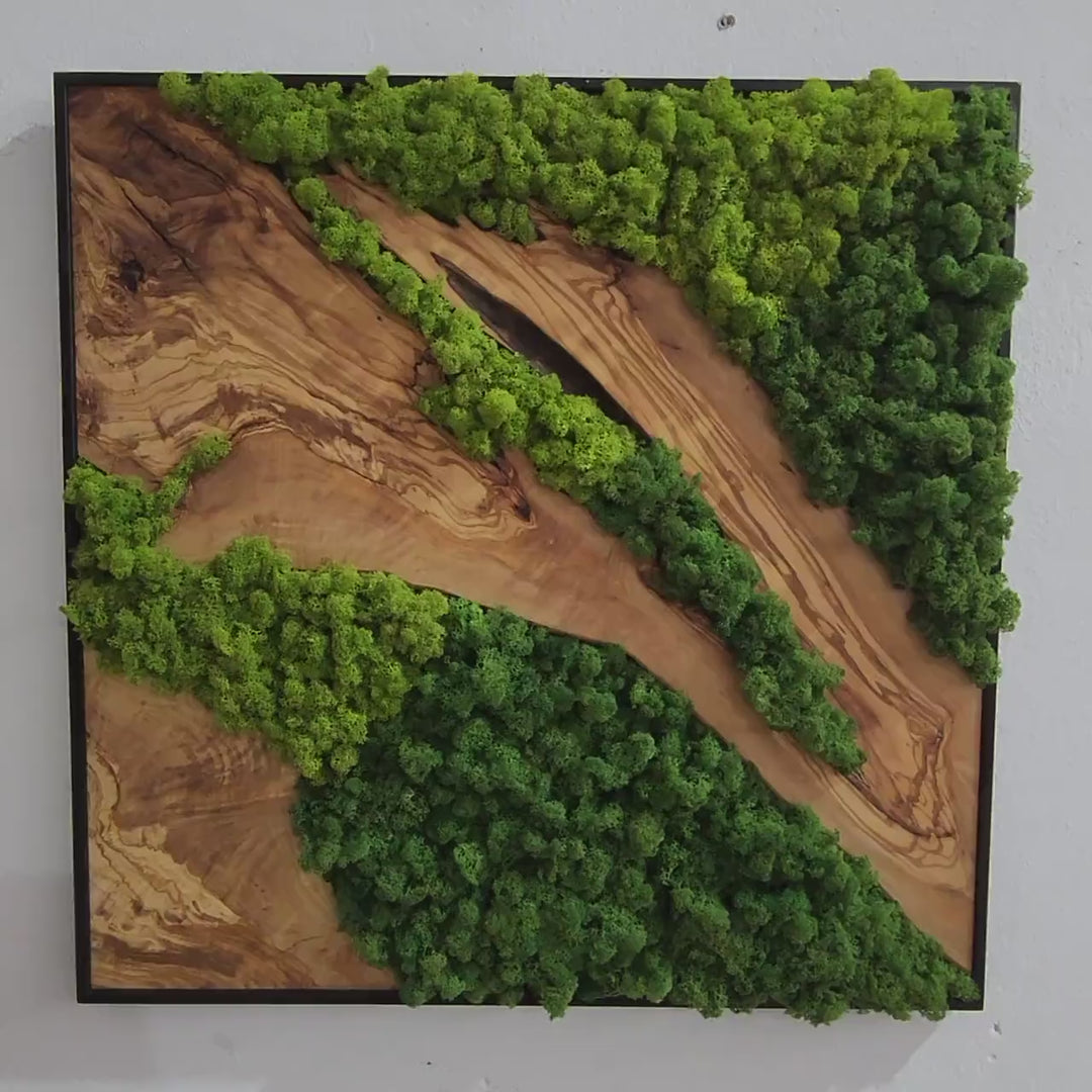 Moss and Olive Tree Wood Wall Art 2 Colors | Premium Handmade Wall Sculptures