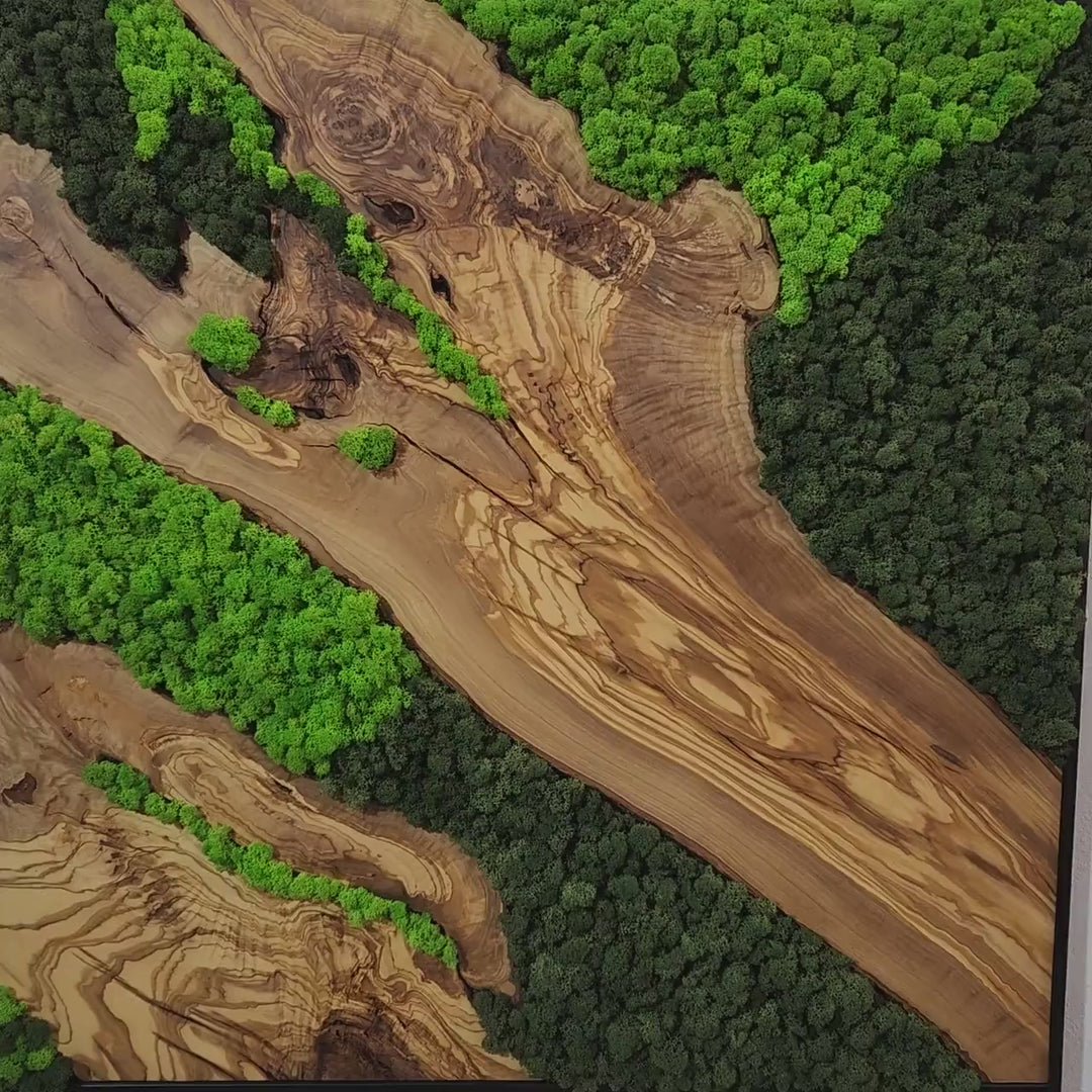 Moss and Olive Tree Wood Wall Art 2 Colors | Premium Handmade Wall Sculptures
