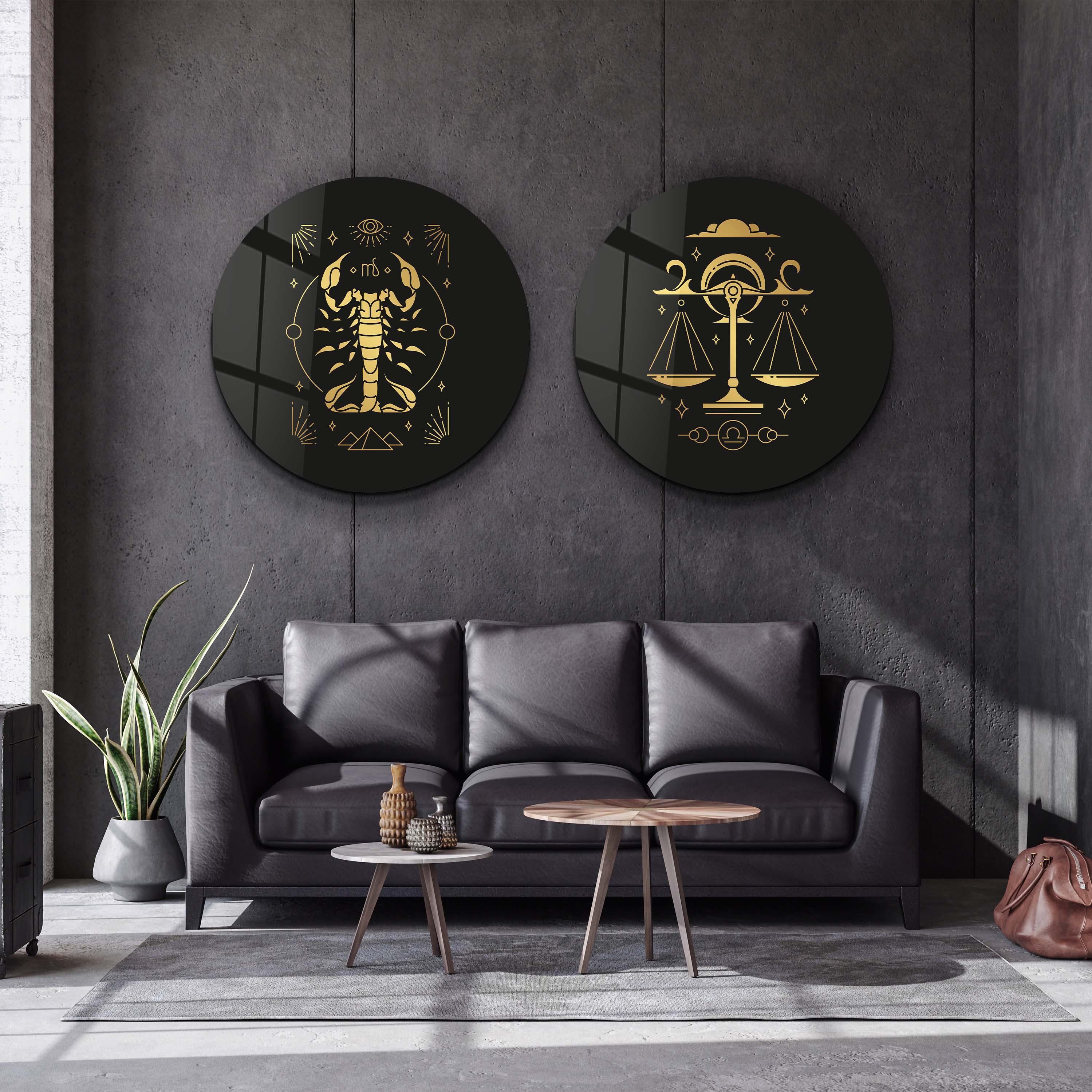 Zodiac Symbols - Rounded Glass Wall Art - ArtDesigna Glass Printing Wall Art