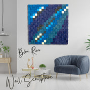 ・"Blue River"・Premium Wood Handmade Wall Sculpture - Limited Edition - ArtDesigna Glass Printing Wall Art