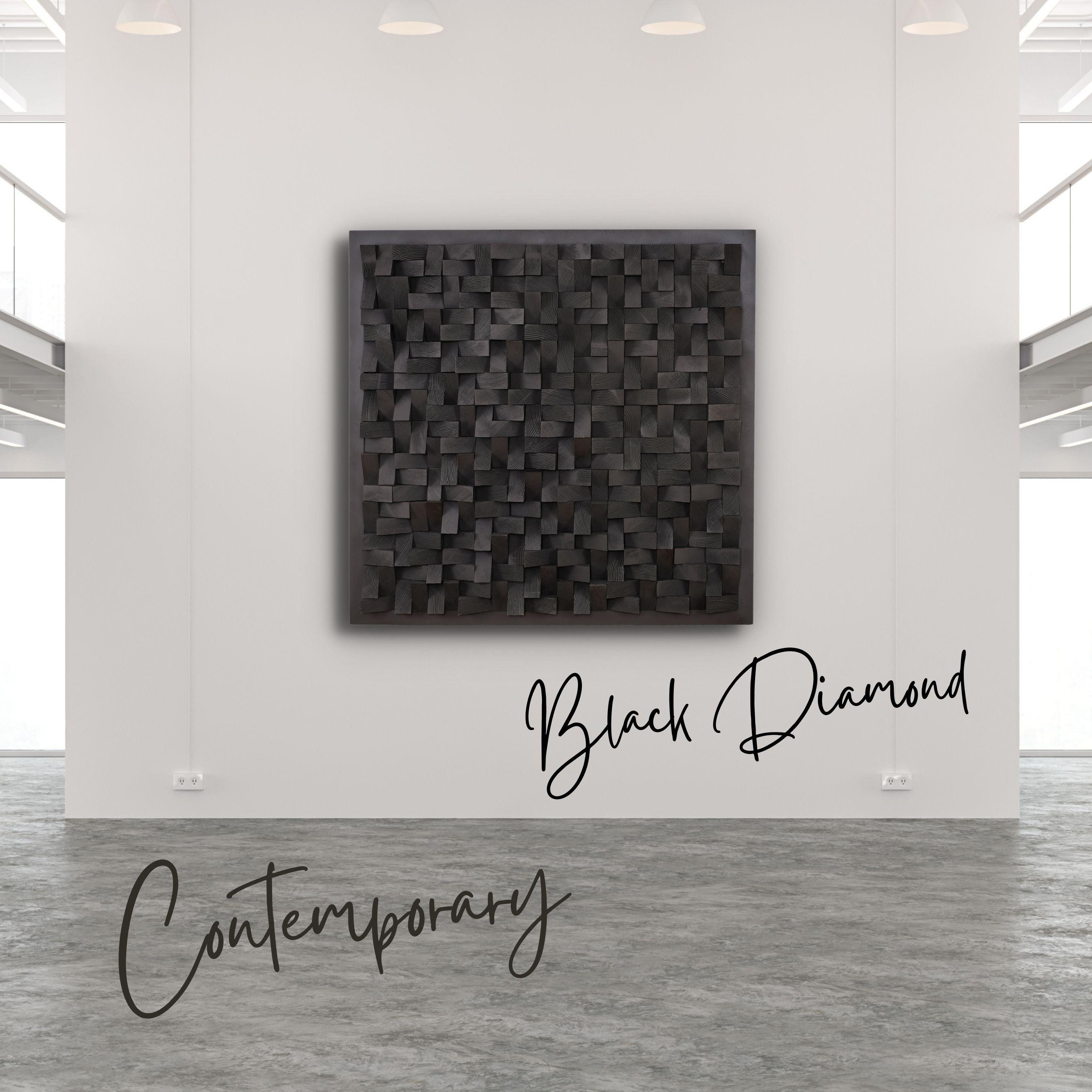・"Black Diamond Wall Sculpture"・Premium Wood Handmade Wall Sculpture - Limited Edition - ArtDesigna Glass Printing Wall Art