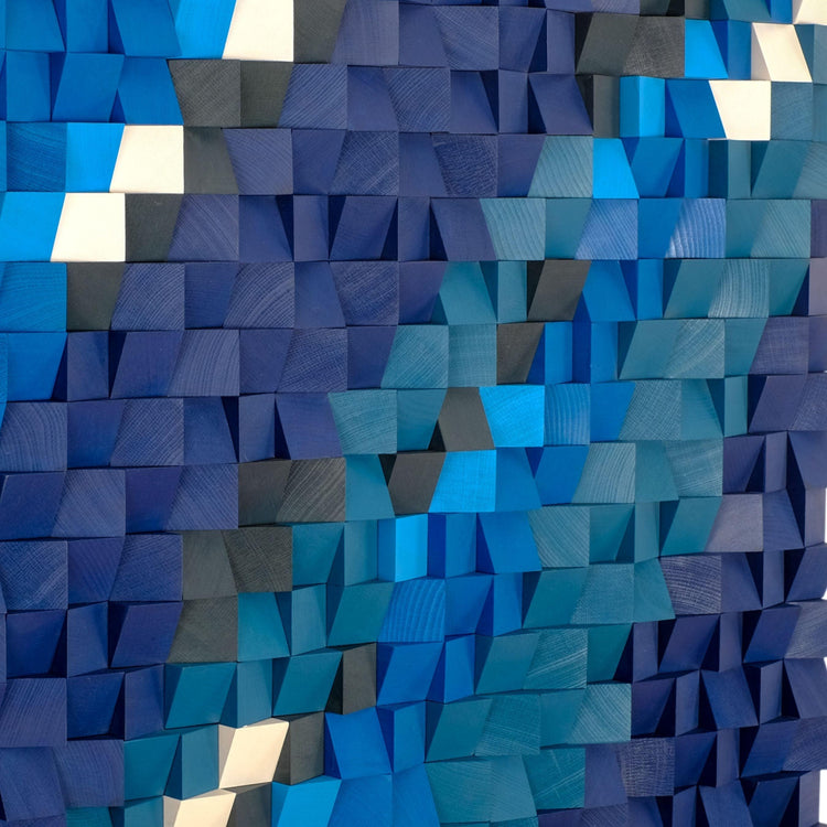・"Blue River"・Premium Wood Handmade Wall Sculpture - Limited Edition - ArtDesigna Glass Printing Wall Art