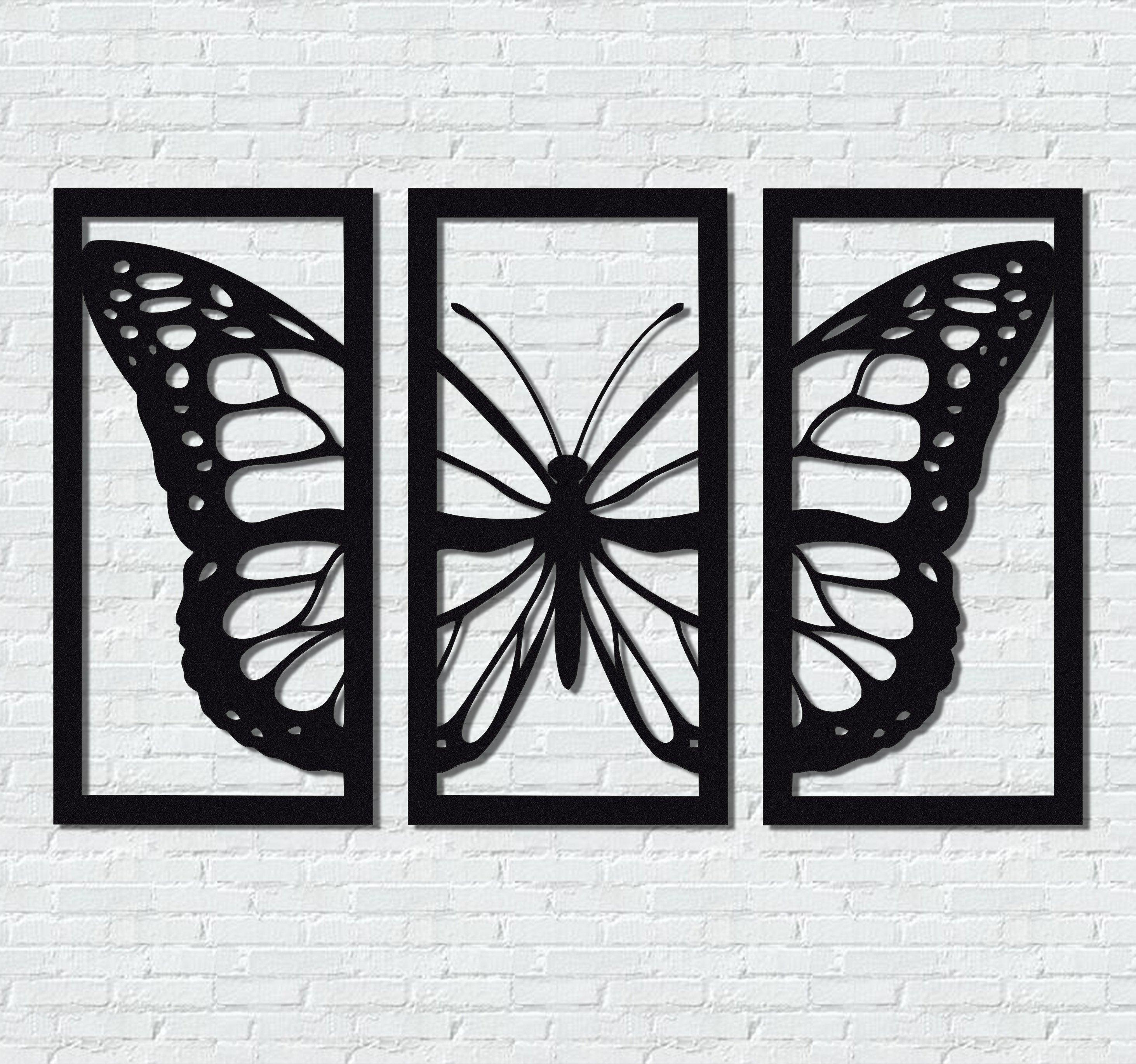 ・"Burtterfly Trio V2"・Premium Metal Wall Art - Limited Edition - ArtDesigna Glass Printing Wall Art