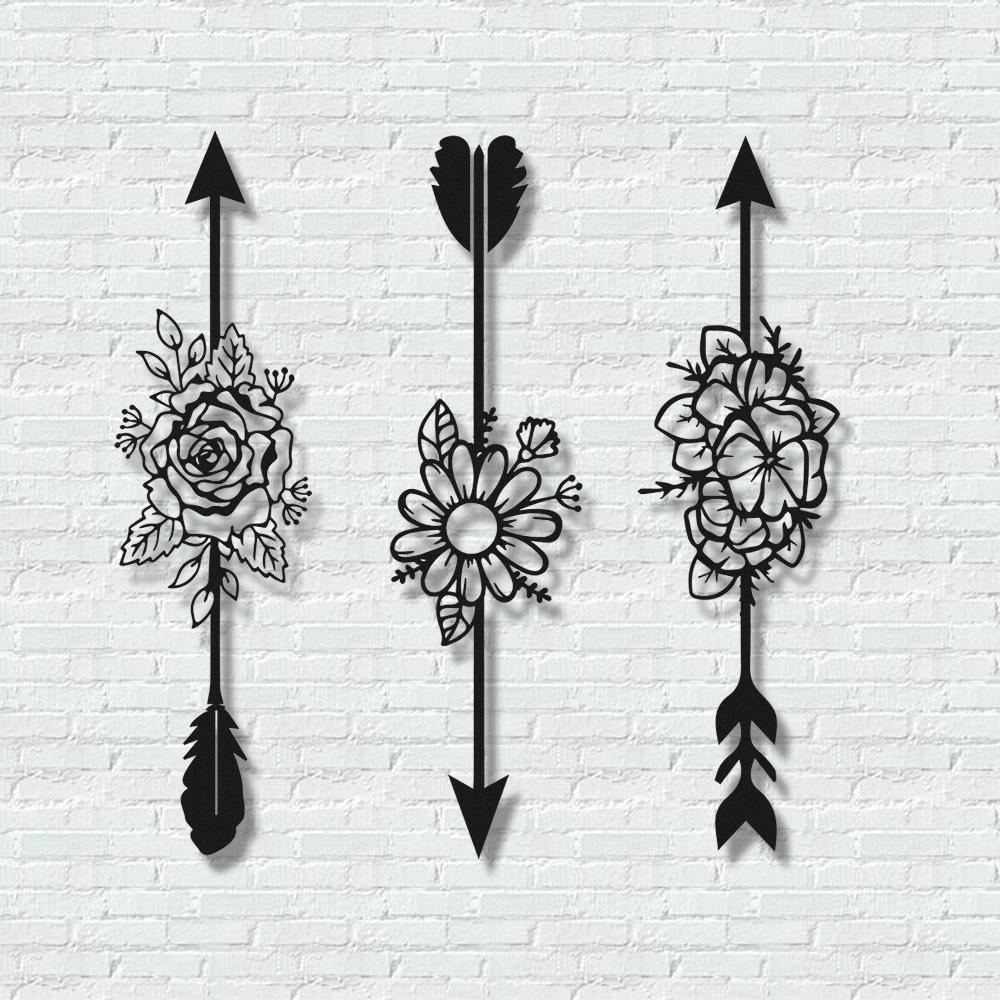 ・"Arrows and Flowers"・Premium Metal Wall Art - Limited Edition - ArtDesigna Glass Printing Wall Art