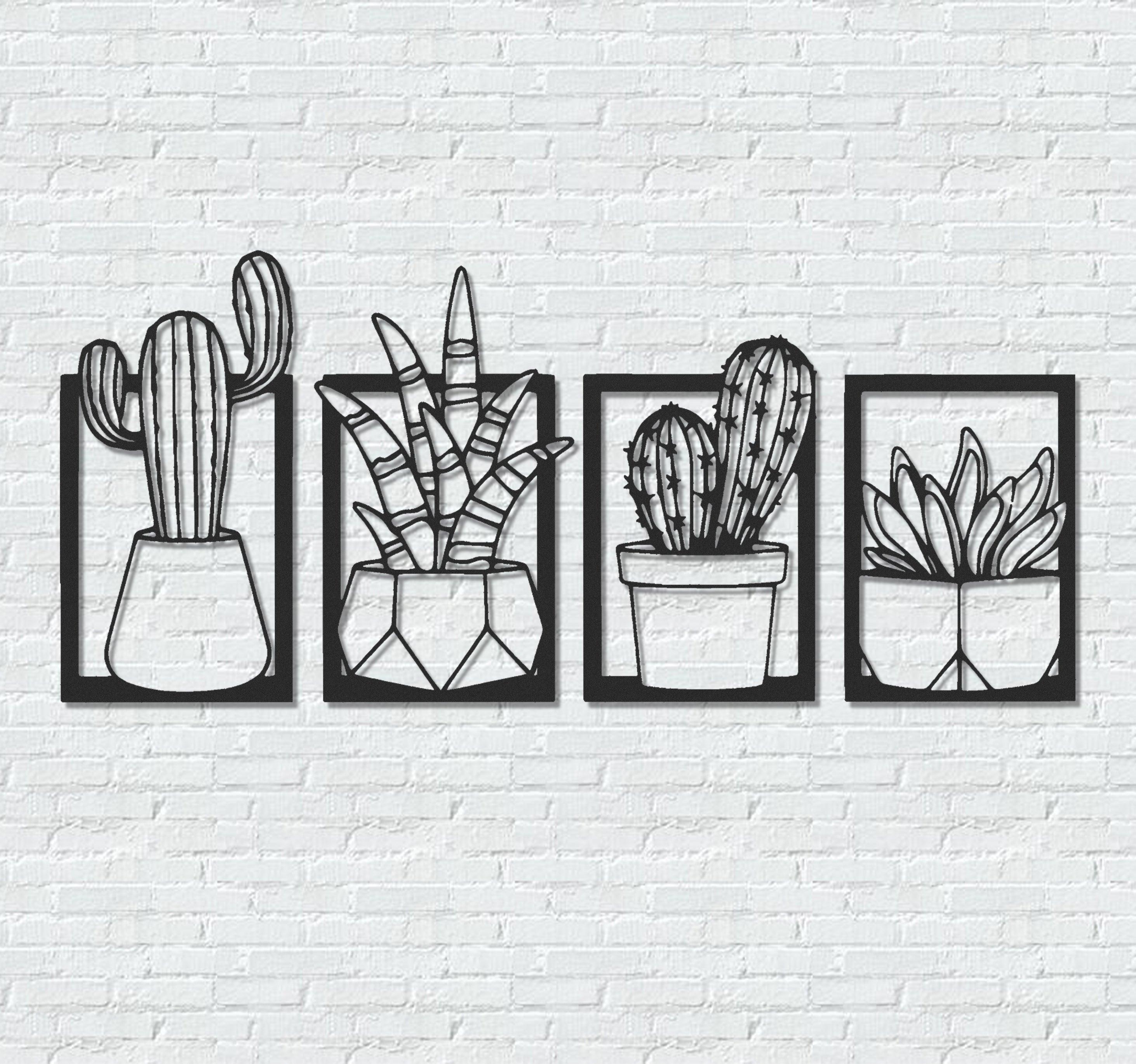 ・"Cactus Set"・Premium Metal Wall Art - Limited Edition - ArtDesigna Glass Printing Wall Art