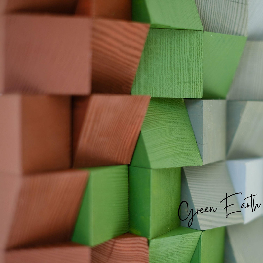 ・"Green Earth"・Premium Wood Handmade Wall Sculpture - Limited Edition - ArtDesigna Glass Printing Wall Art