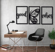 ・"Good Vibes Burtterfly Trio"・Premium Metal Wall Art - Limited Edition - ArtDesigna Glass Printing Wall Art