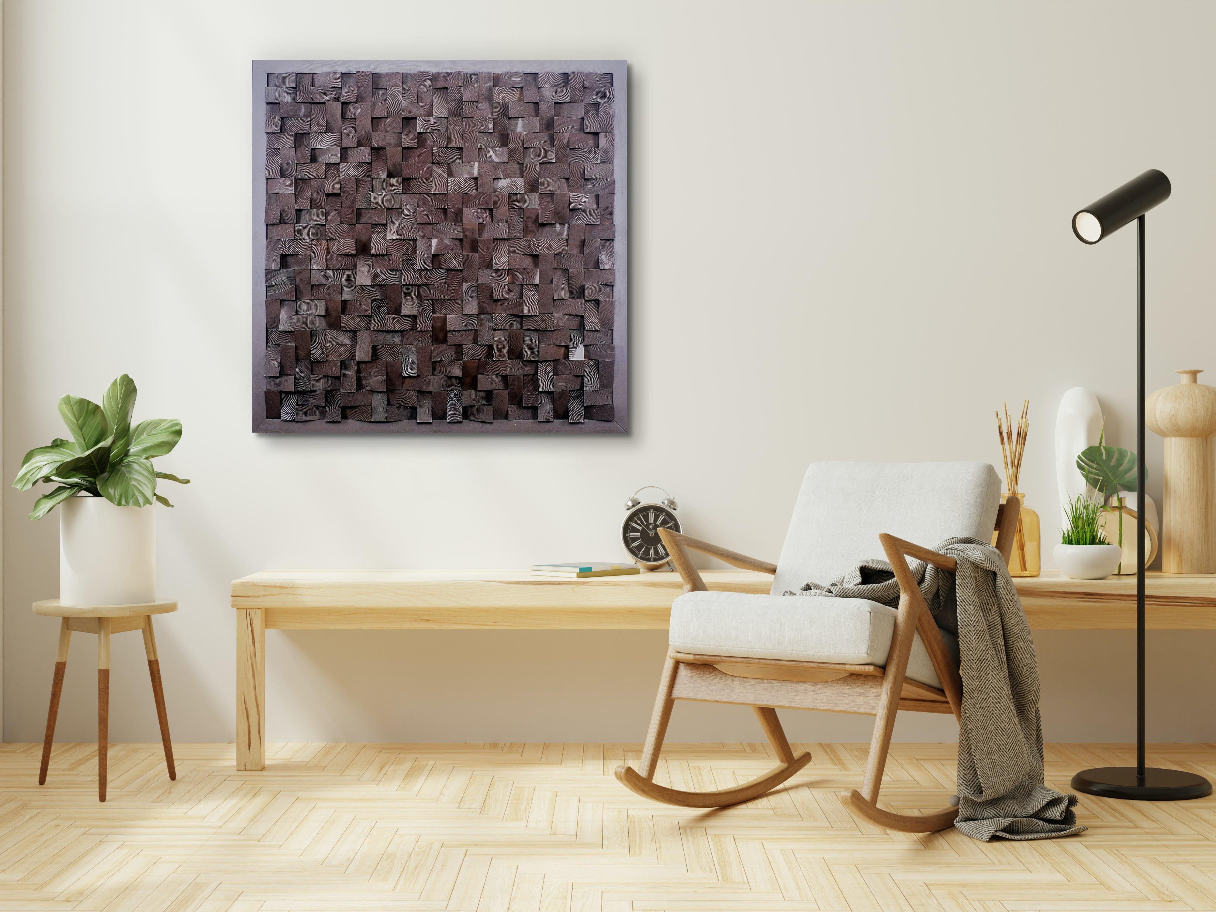 ・"Chocolate Diamond Wall Sculpture"・Premium Wood Handmade Wall Sculpture - Limited Edition - ArtDesigna Glass Printing Wall Art