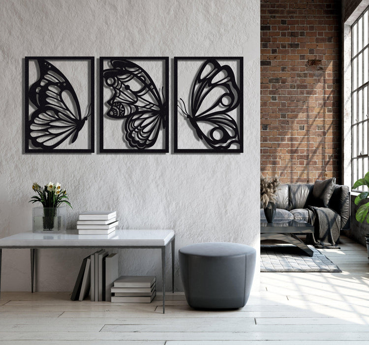 ・"Burtterfly Trio"・Premium Metal Wall Art - Limited Edition - ArtDesigna Glass Printing Wall Art