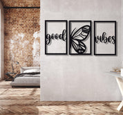 ・"Good Vibes Burtterfly Trio"・Premium Metal Wall Art - Limited Edition - ArtDesigna Glass Printing Wall Art