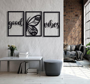 ・"Good Vibes Burtterfly Trio"・Premium Metal Wall Art - Limited Edition - ArtDesigna Glass Printing Wall Art