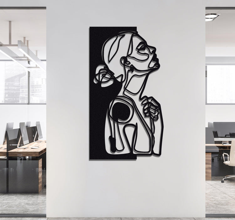 ・"Line Art Woman"・Premium Metal Wall Art - Limited Edition - ArtDesigna Glass Printing Wall Art