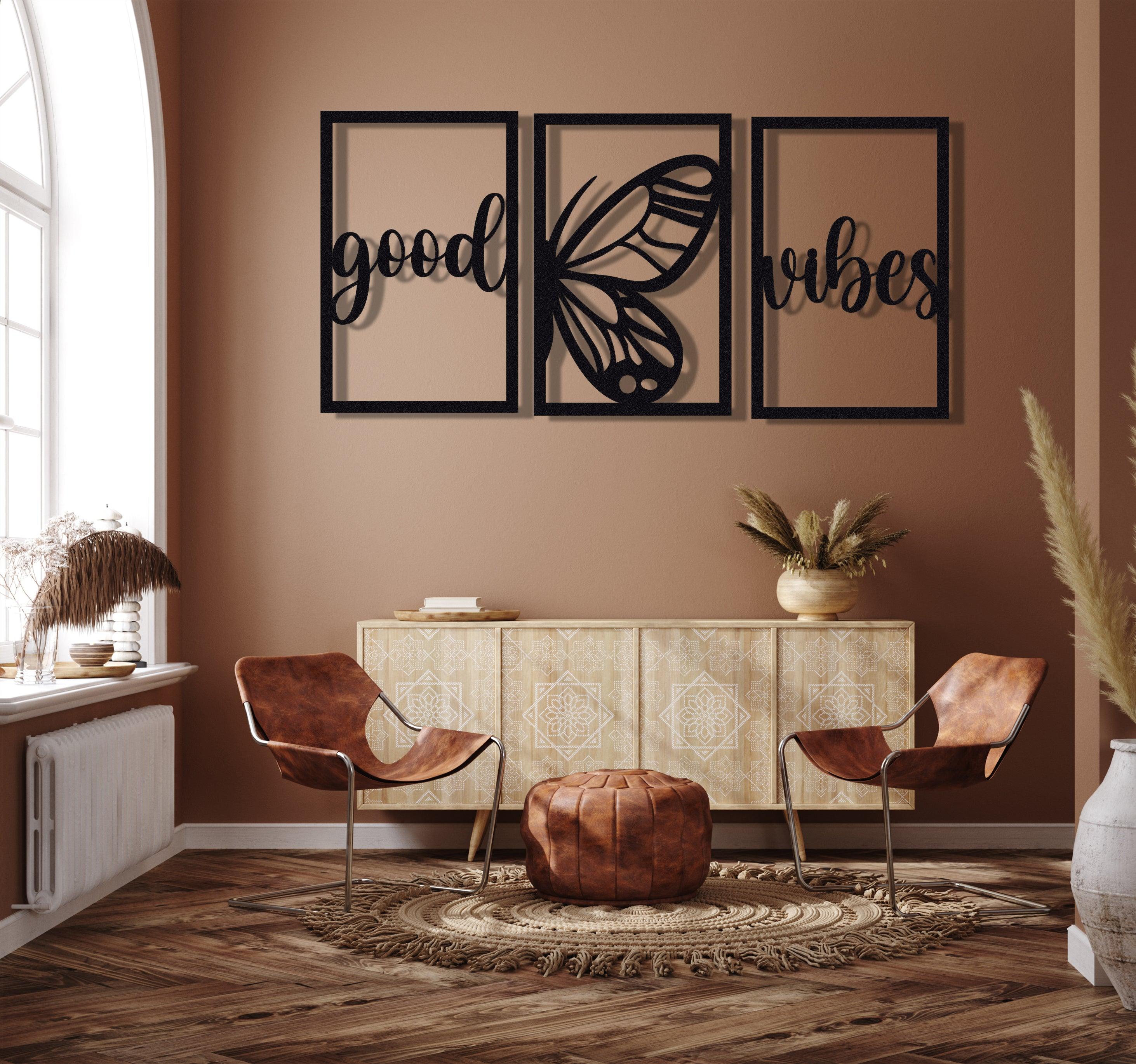 ・"Good Vibes Burtterfly Trio"・Premium Metal Wall Art - Limited Edition - ArtDesigna Glass Printing Wall Art