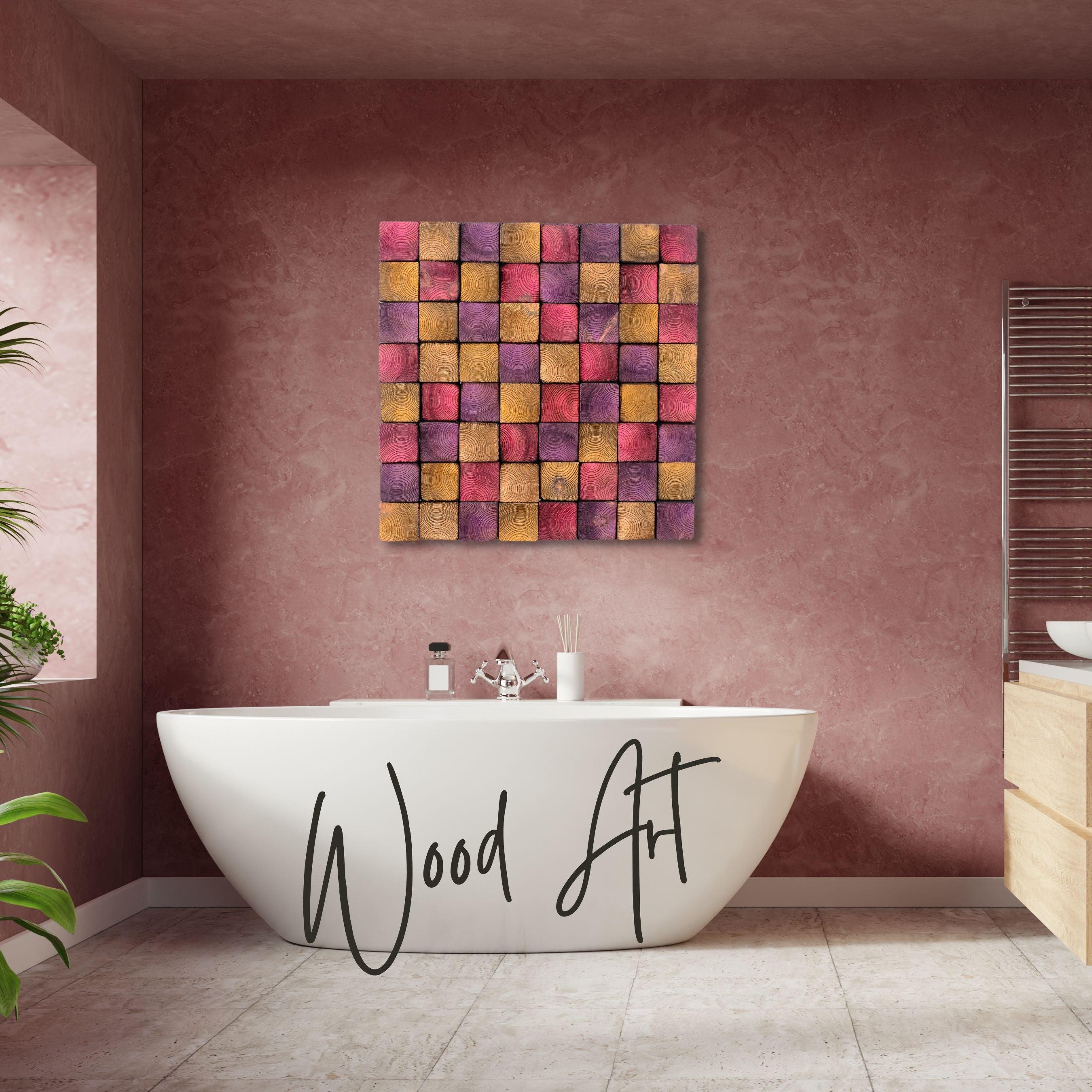Smoked Pink Wall Sculpture | Premium Wood Handmade Wall Sculpture - ArtDesigna Glass Printing Wall Art