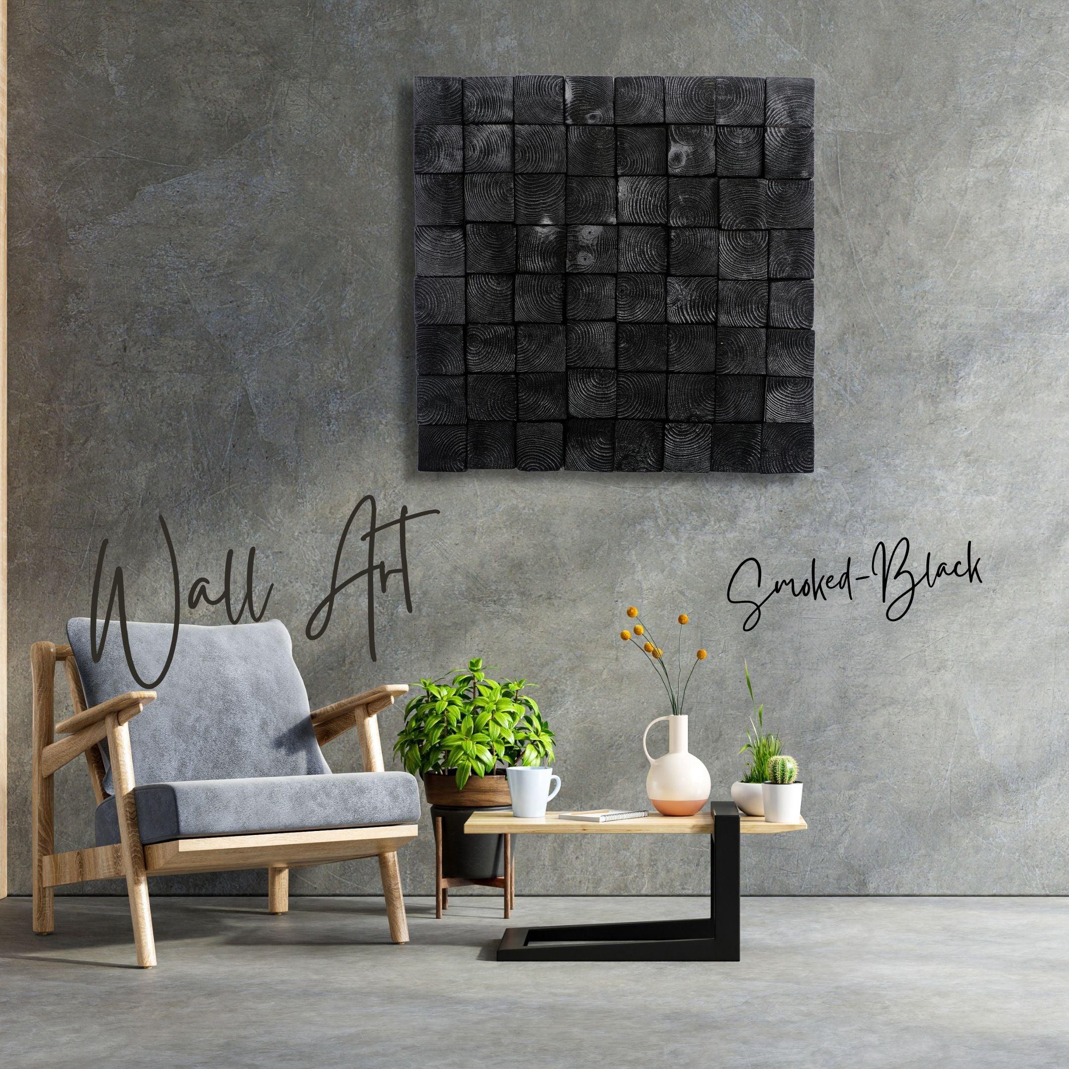 Smoked Black Wall Sculpture | Premium Wood Handmade Wall Sculpture - ArtDesigna Glass Printing Wall Art