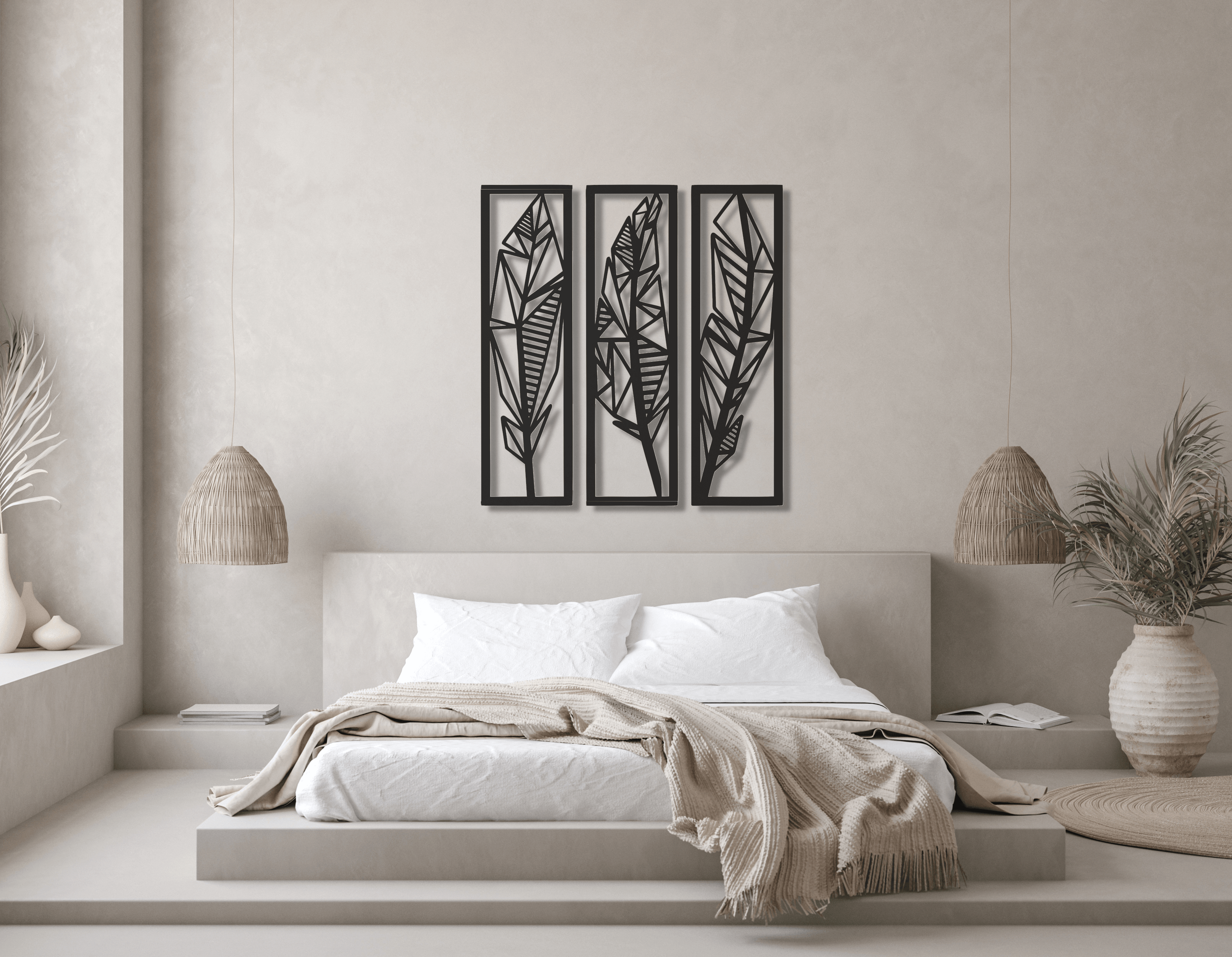 ・"Feathers Trio"・Premium Metal Wall Art - Limited Edition - ArtDesigna Glass Printing Wall Art
