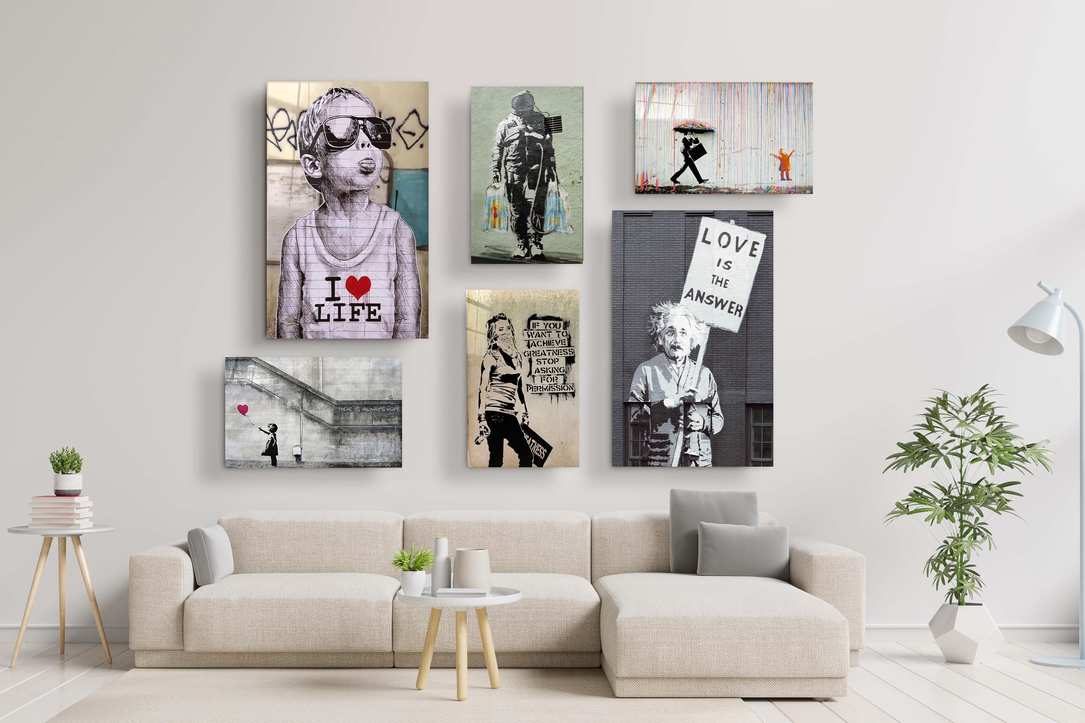 ・" BANKSY-Mega Set"・Glass Wall Art - ArtDesigna Glass Printing Wall Art