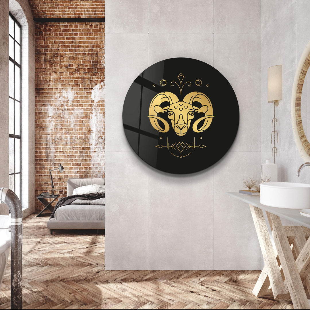 ・"Zodiac Signs - Aries"・Rounded Glass Wall Art - ArtDesigna Glass Printing Wall Art