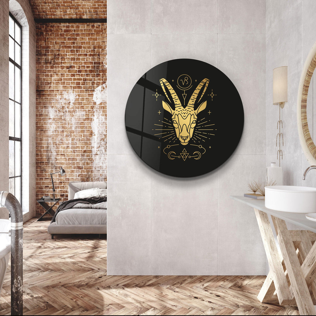 ・"Zodiac Signs - Capricorn"・Rounded Glass Wall Art - ArtDesigna Glass Printing Wall Art