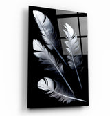 White Feathers | Glass Wall Art