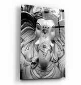 Lord Ganesh B&W Sculpture | Glass Wall Art