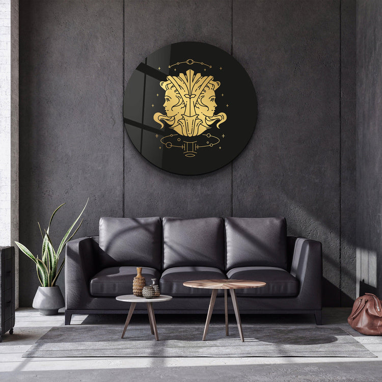 ・"Zodiac Signs - Gemini"・Rounded Glass Wall Art - ArtDesigna Glass Printing Wall Art