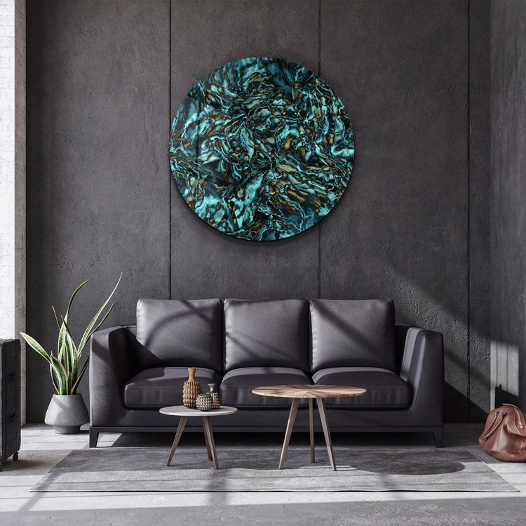 ・"Dark Sea"・Rounded Glass Wall Art - ArtDesigna Glass Printing Wall Art