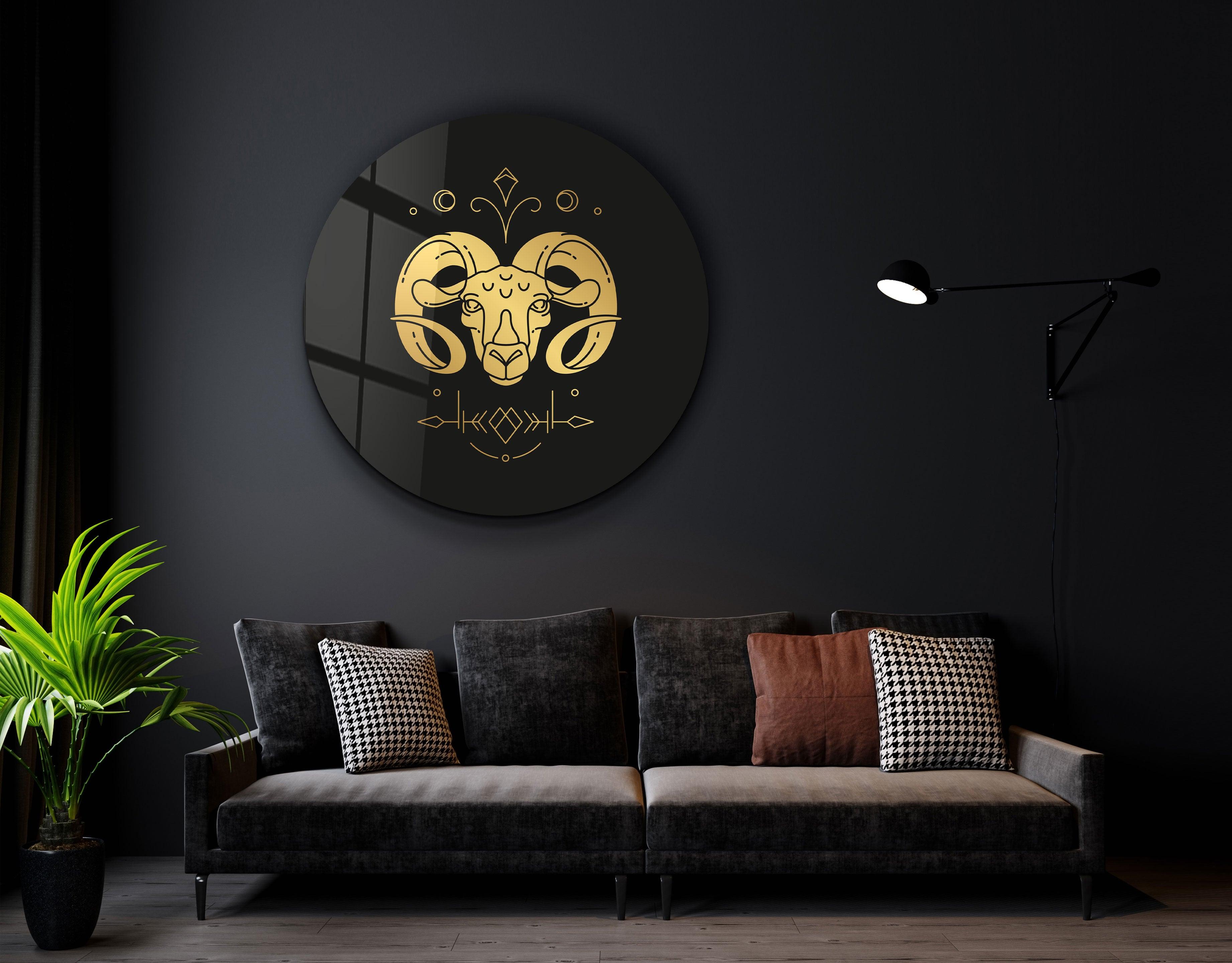 ・"Zodiac Signs - Aries"・Rounded Glass Wall Art - ArtDesigna Glass Printing Wall Art