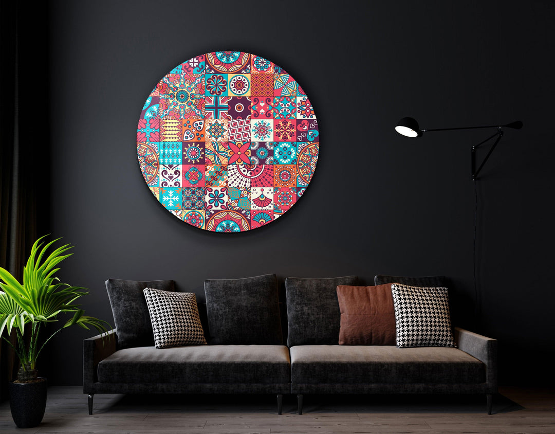 ・"Mosaics"・Rounded Glass Wall Art - ArtDesigna Glass Printing Wall Art