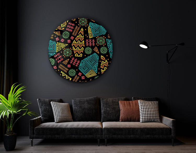 ・"Ethnica 2"・Rounded Glass Wall Art - ArtDesigna Glass Printing Wall Art