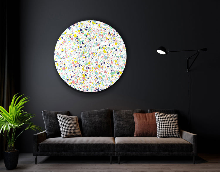 ・"Pastel Terrazzo"・Rounded Glass Wall Art - ArtDesigna Glass Printing Wall Art