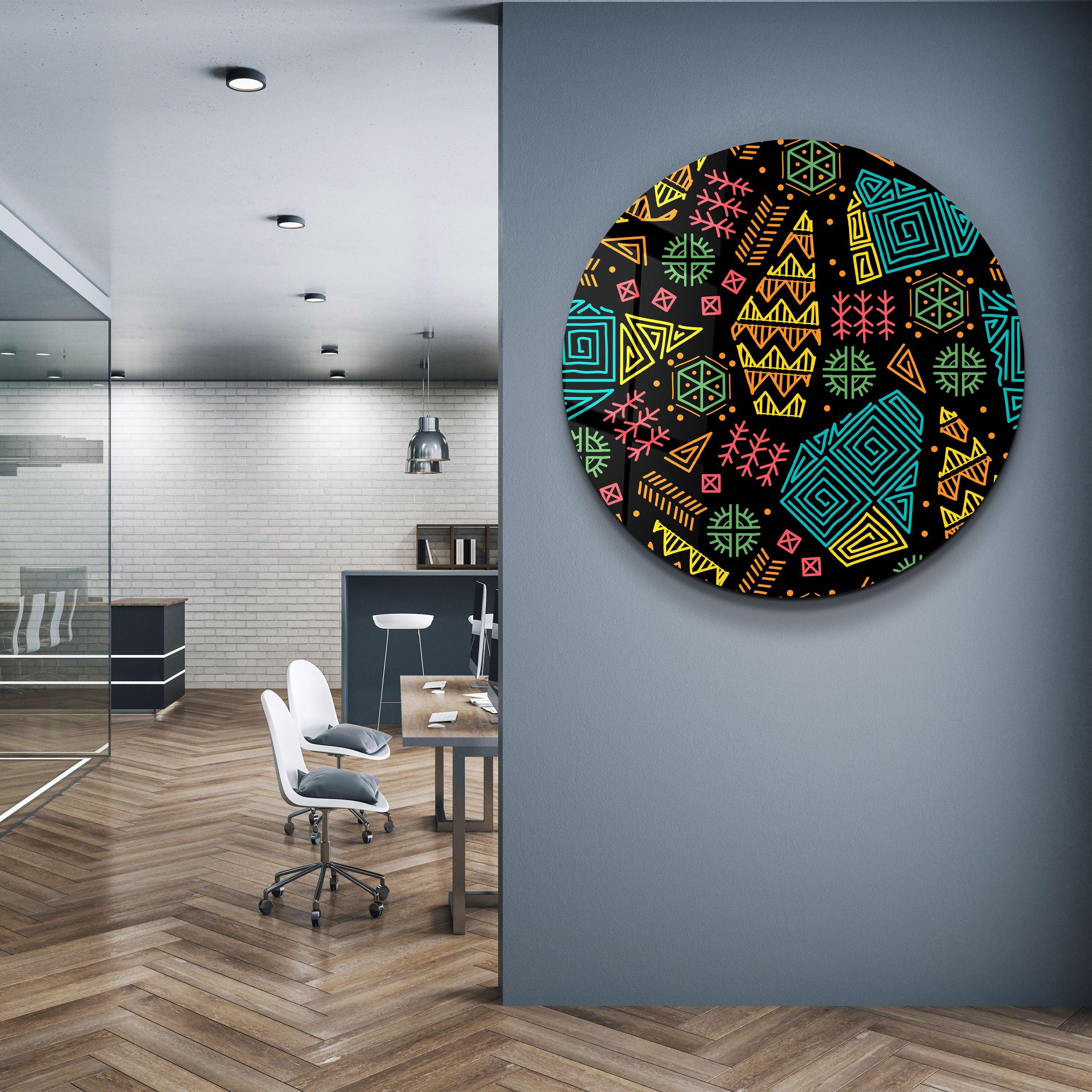 ・"Ethnica 2"・Rounded Glass Wall Art - ArtDesigna Glass Printing Wall Art