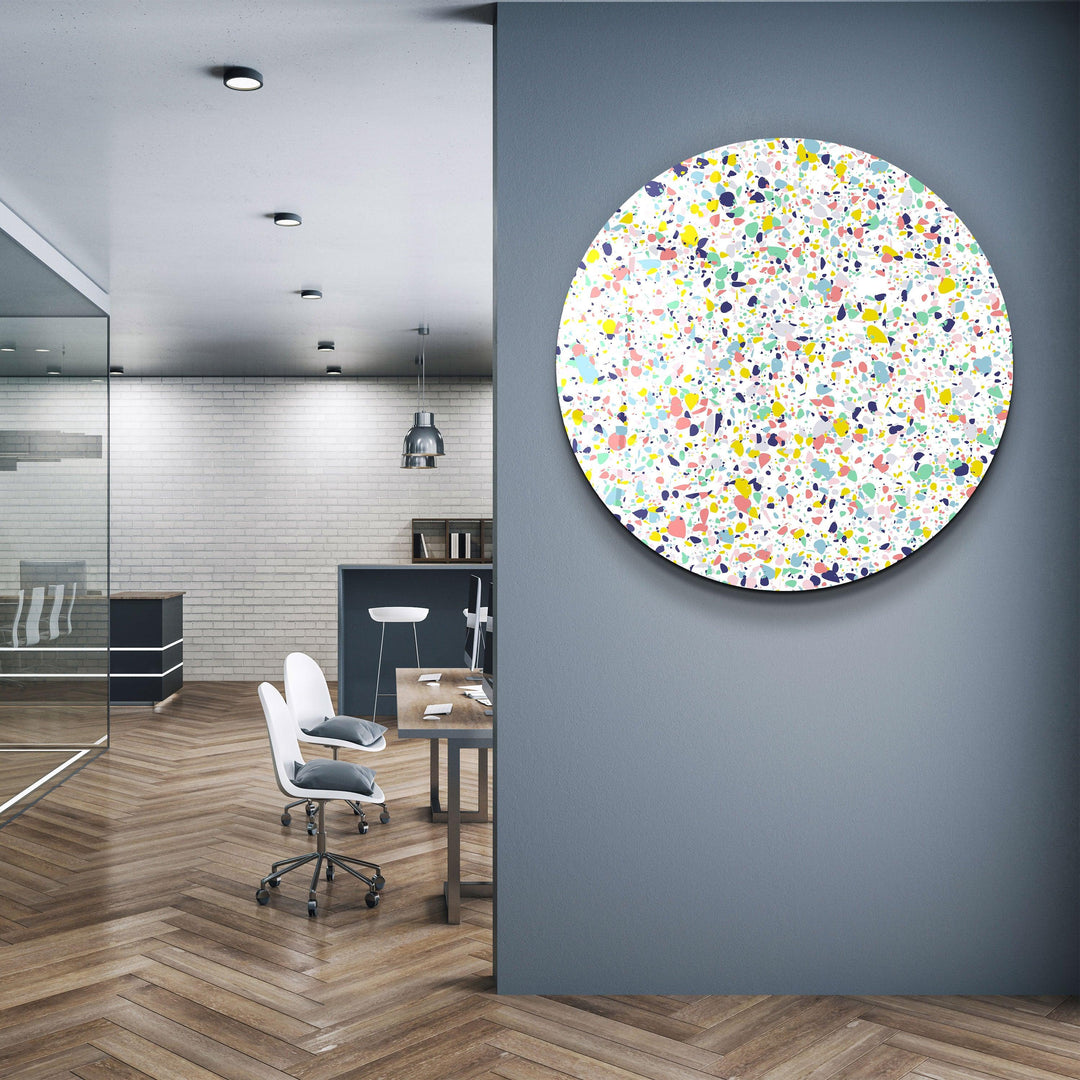 ・"Pastel Terrazzo"・Rounded Glass Wall Art - ArtDesigna Glass Printing Wall Art