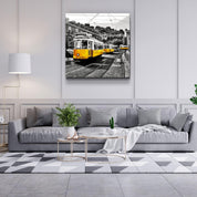 ・"Lisbon Yellow Tram"・Glass Wall Art - ArtDesigna Glass Printing Wall Art