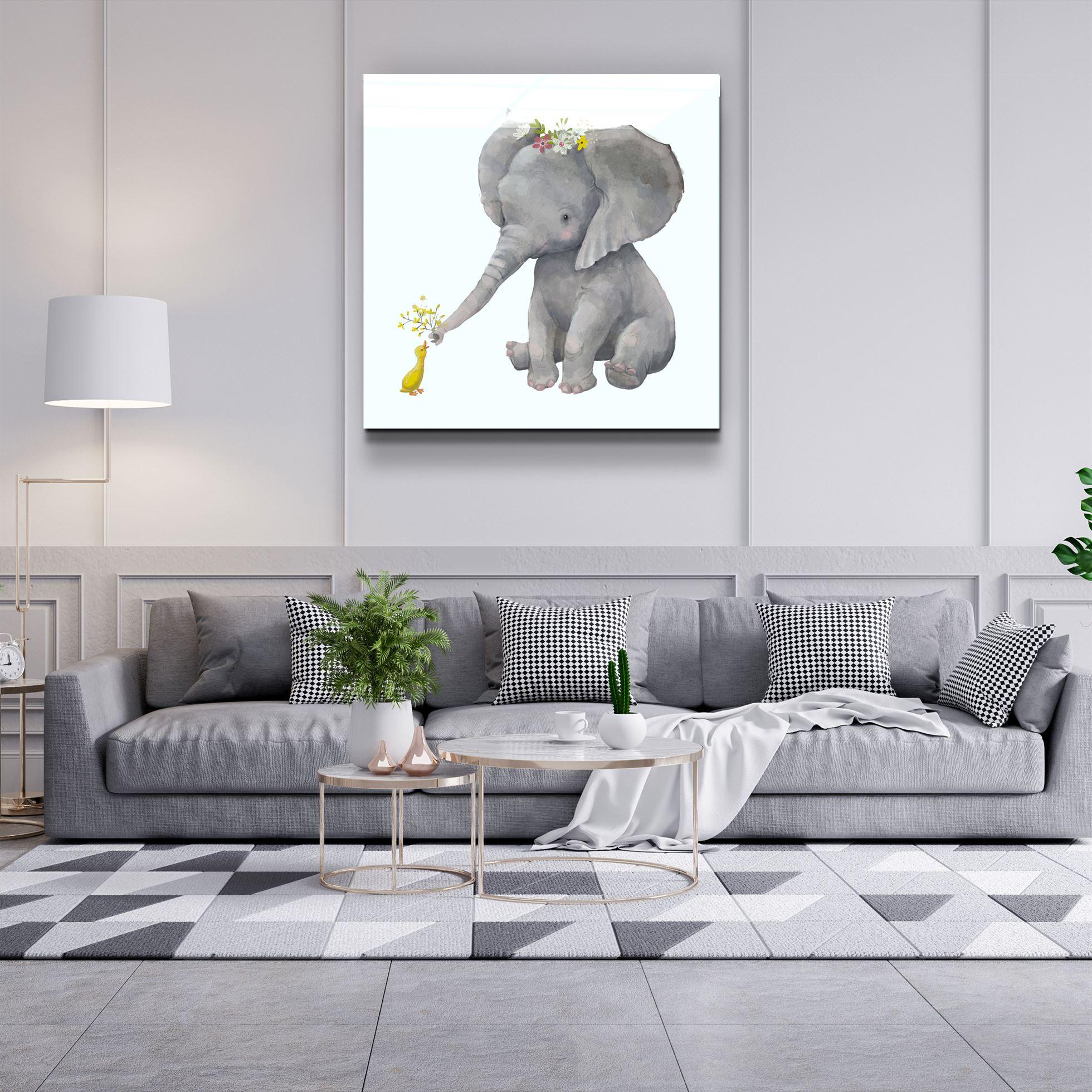 ・"Elephant and Duck"・Glass Wall Art - ArtDesigna Glass Printing Wall Art