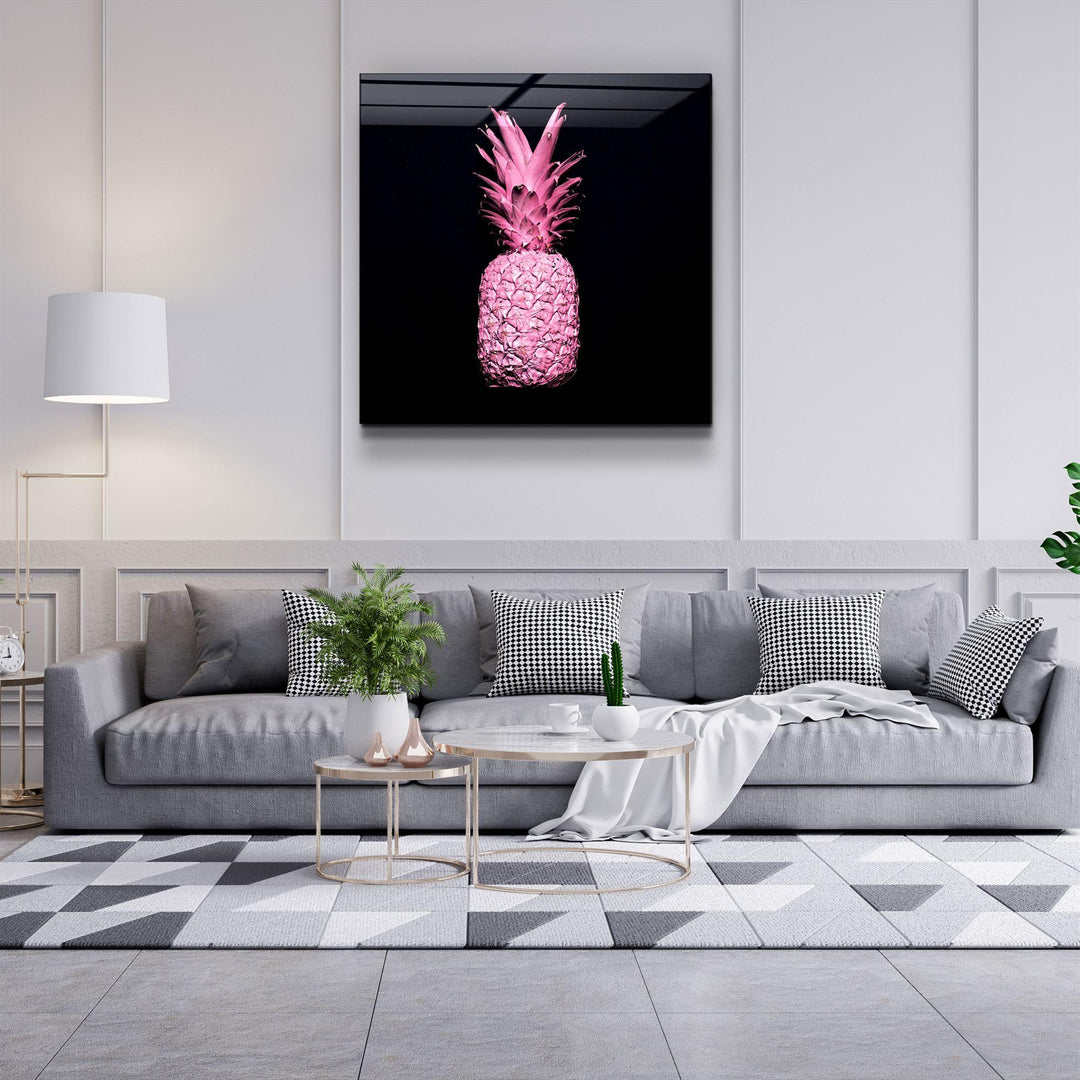 ・"Pink Pineapple"・Glass Wall Art - ArtDesigna Glass Printing Wall Art