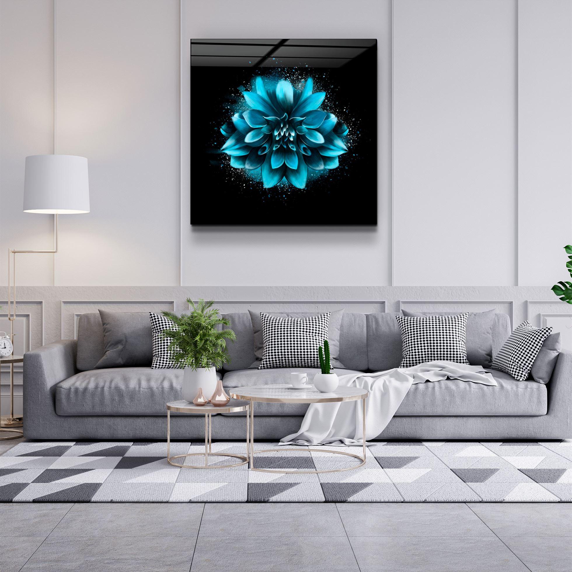 ・"Blue Flower"・Glass Wall Art - ArtDesigna Glass Printing Wall Art