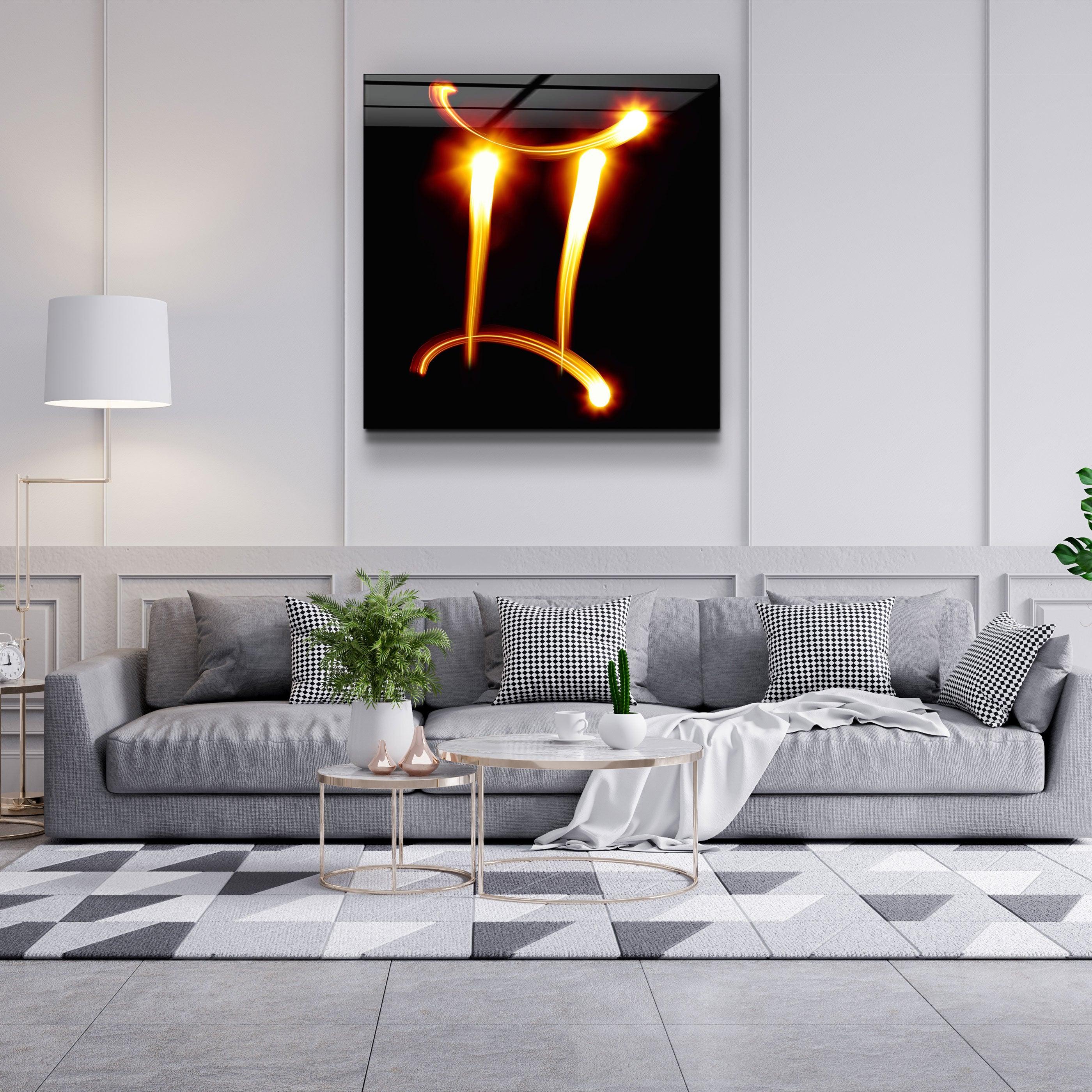 ."Gemini Zodiac Symbol". Glass Wall Art - ArtDesigna Glass Printing Wall Art