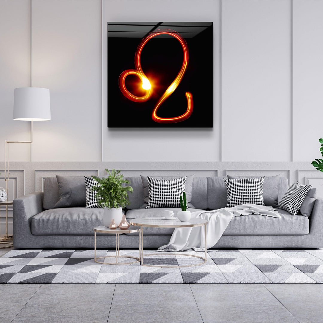 ."Leo Zodiac Symbol". Glass Wall Art - ArtDesigna Glass Printing Wall Art