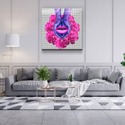 ・"Pink Flowers and Lips"・Glass Wall Art - ArtDesigna Glass Printing Wall Art