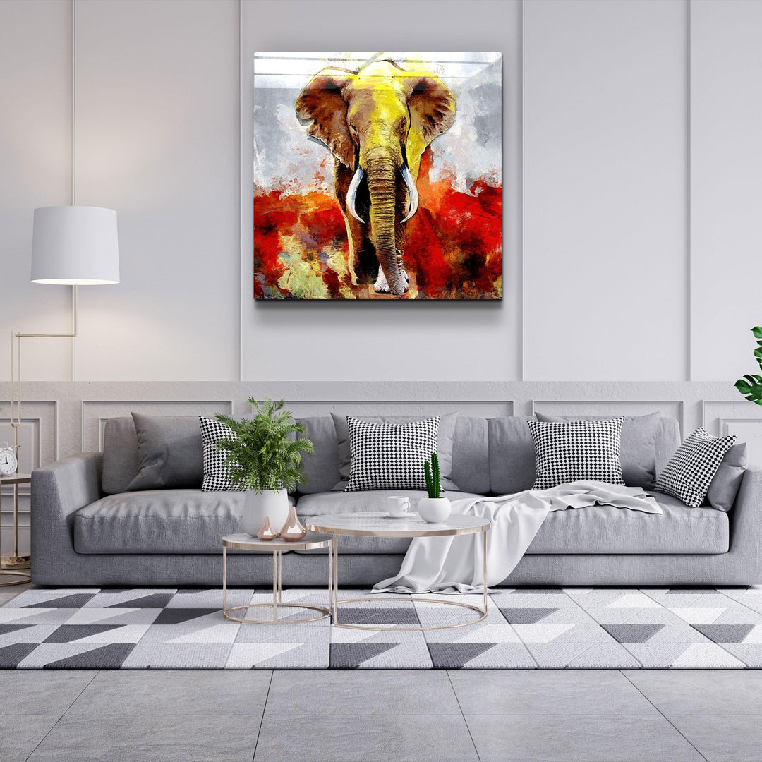 ・"Abstract Colorful Elephant"・Glass Wall Art - ArtDesigna Glass Printing Wall Art