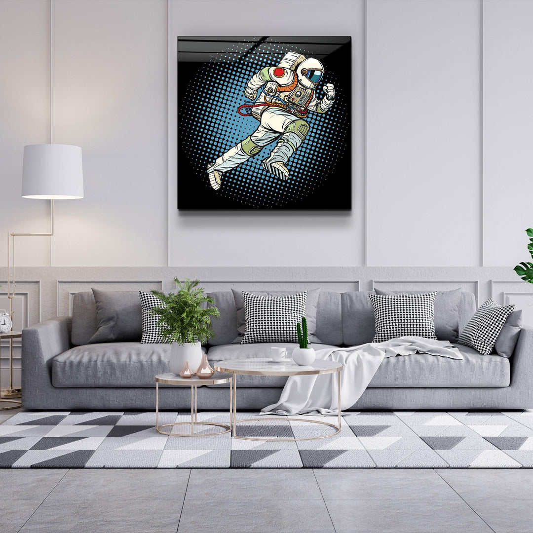 ・"Cartoon Astronaut"・Glass Wall Art - ArtDesigna Glass Printing Wall Art