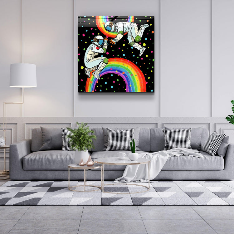 ・"Rainbow Astronauts"・Glass Wall Art - ArtDesigna Glass Printing Wall Art