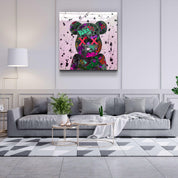 ."X Eyes Pink". Designer's Collection Glass Wall Art - ArtDesigna Glass Printing Wall Art