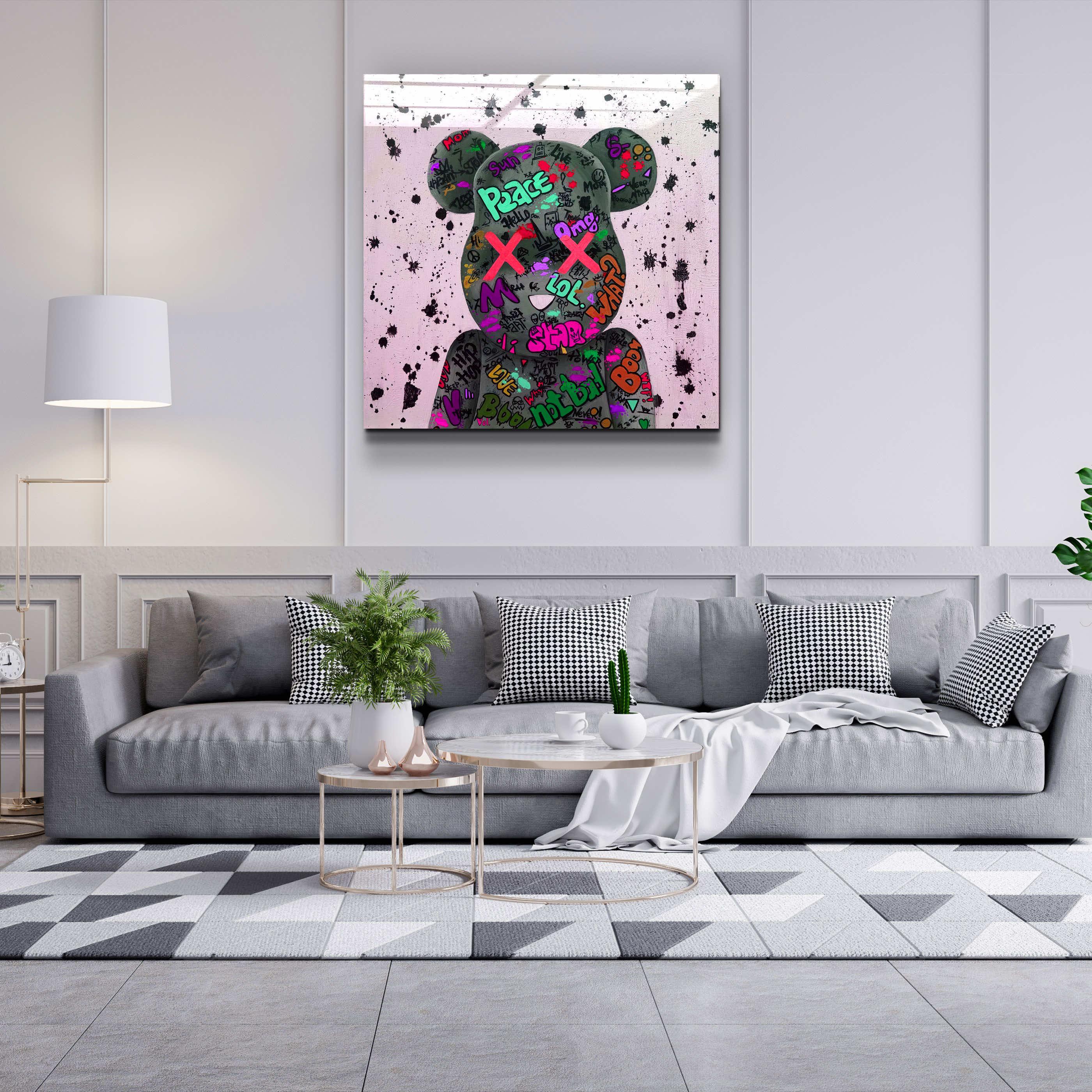 ."X Eyes Pink". Designer's Collection Glass Wall Art - ArtDesigna Glass Printing Wall Art