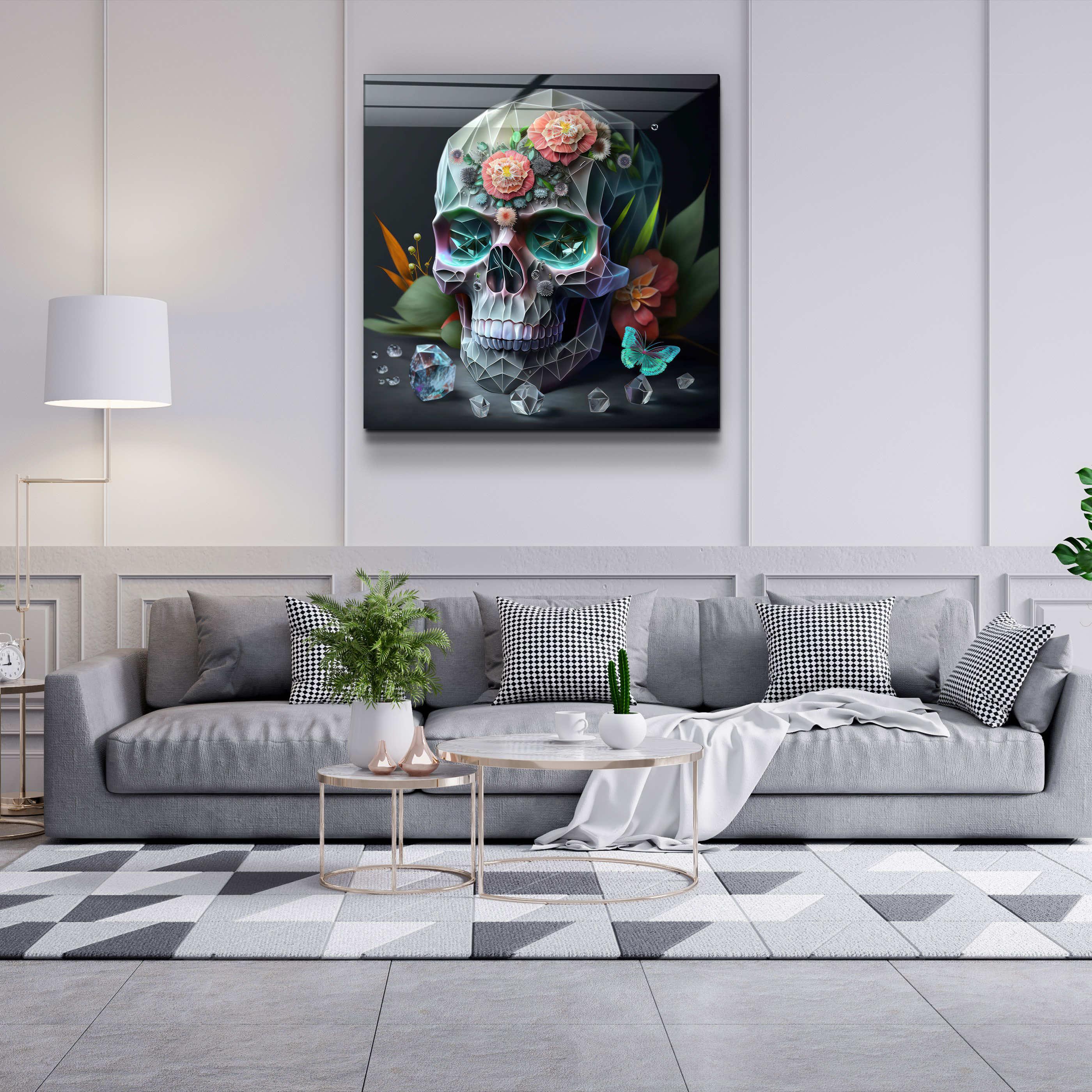 ."Diamond Skull". Secret World Collection Glass Wall Art - ArtDesigna Glass Printing Wall Art