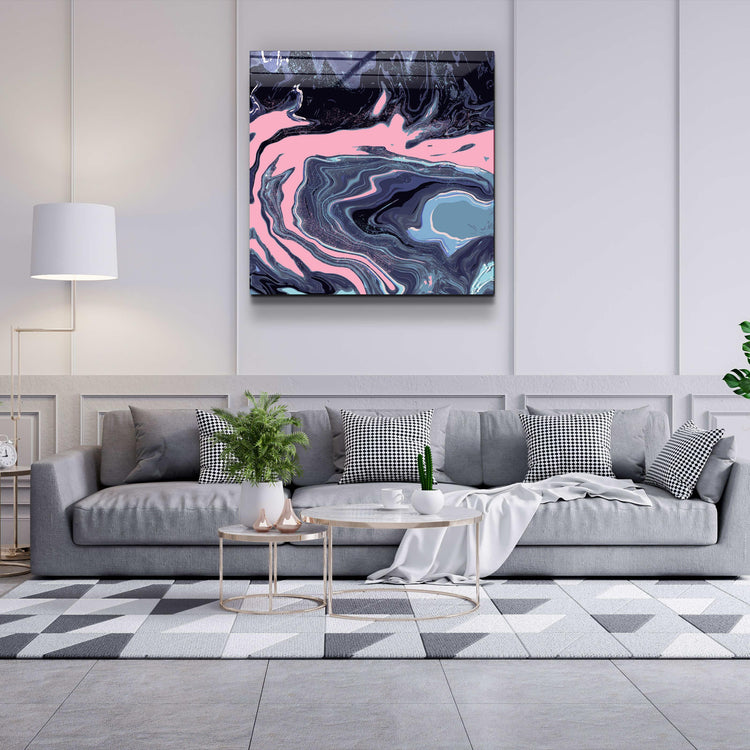 ."Pink Wave in the Black". Designer's Collection Glass Wall Art - ArtDesigna Glass Printing Wall Art